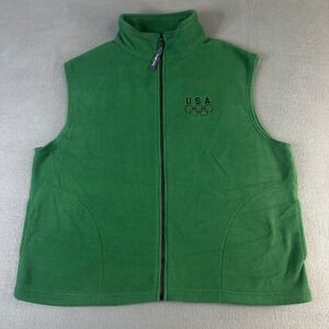 Team USA Olympics Fleece Vest Green Full Zip Mens XXL Embroidered Logo